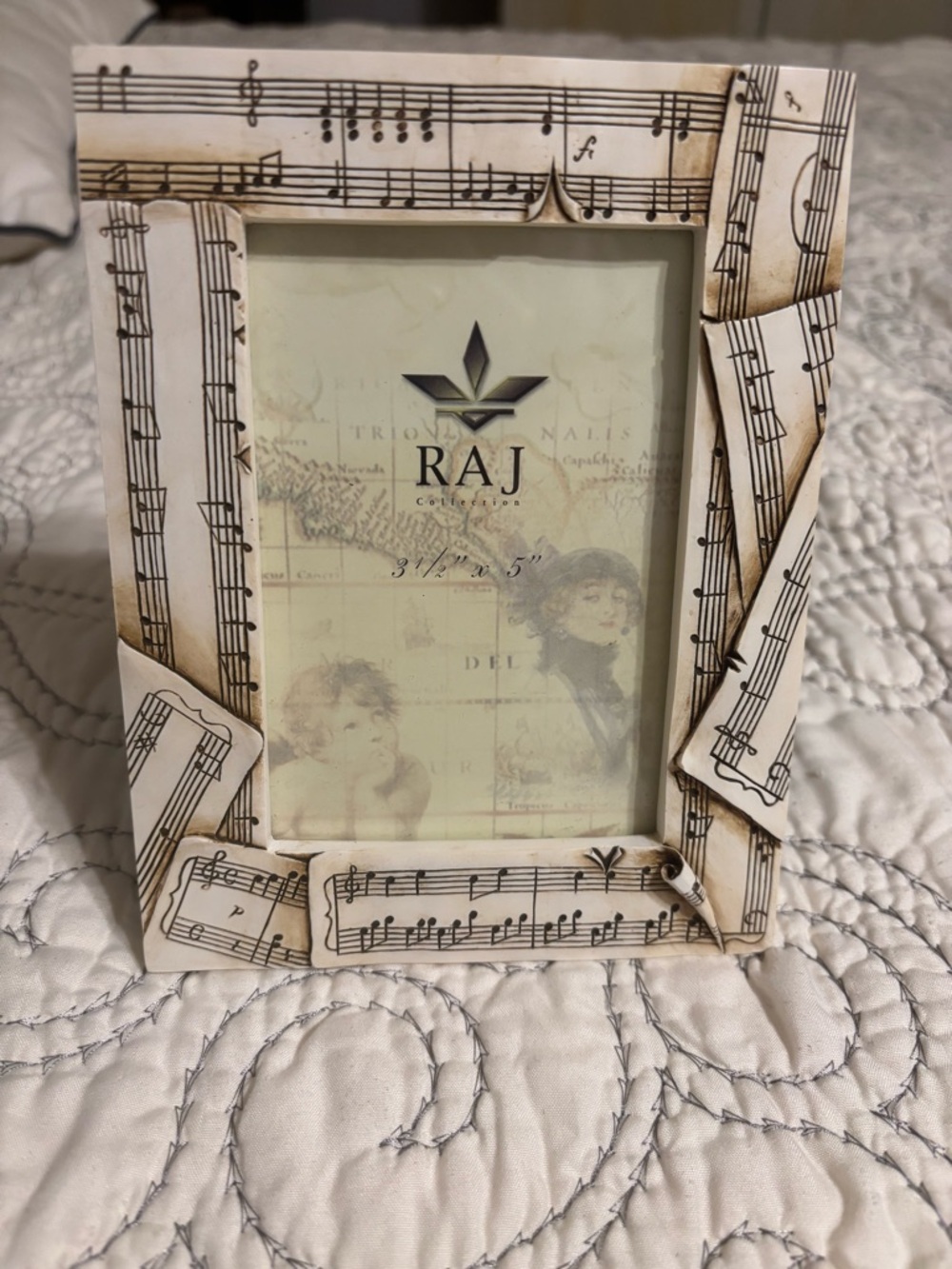 RAJ Cream and Brown Sheet Music Decorative Photo Frame